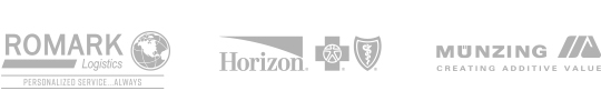 Romark Logistics Logo, Horizon BCBSNJ Logo, Munzing Logo